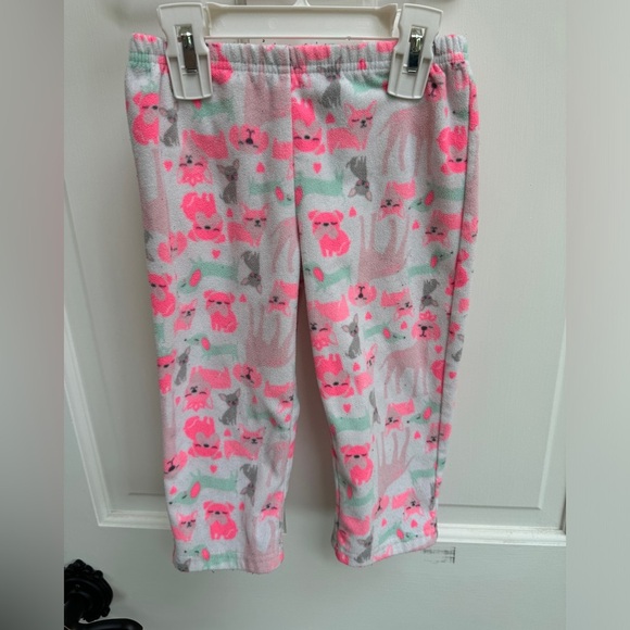 Carter’s 2T Girls White, Pink & Green Dog Fleece Pajama Pants - Picture 1 of 5